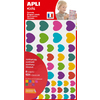 624 GOMMETTES CŒURS TAILLES ET COLORIS VIVES ASSORTIS