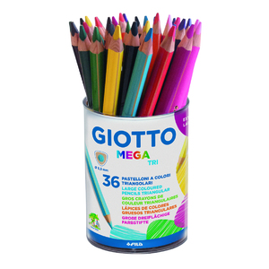 MEGA TRI POT 36 CRAYONS COULEURS ASSORTIS