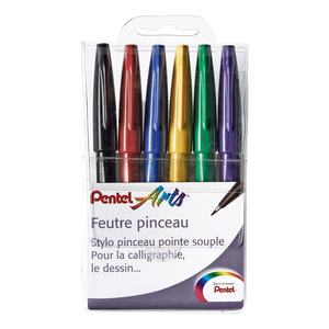 6 FEUTRES PINCEAUX SES15C COLORIS CLASSIQUES ASSORTIS