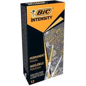 INTENSITY 12 MARQUEURS PERMANENT POINTE FINE COLORIS METALLIQUE OR ET ARGENT