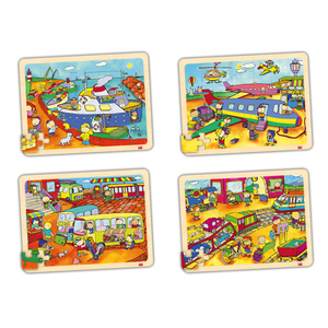 4 PUZZLES BOIS LES TRANSPORTS 35 PIECES
