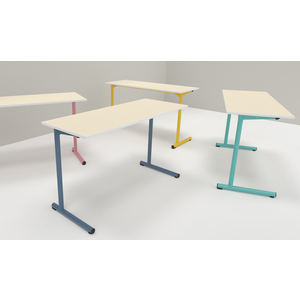 TABLE S2 2 PERSONNES 50*1300 T4 BLEU D'ALUMINE - PLATEAU SERINGA - CHANT ABS BLANC