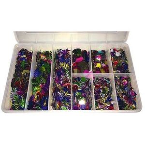 COFFRET PAILLETTES ET SEQUINS PERFOR?S FORMES ET COLORIS ASSORTIS