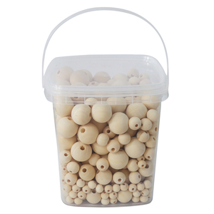 600 PERLES BOIS COLORIS NATUREL TAILLES ASSORTIES