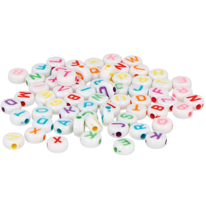 1200 PERLES RONDES BLANCHES LETTRES COLORIS ASSORTIS