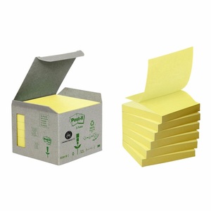 Tour de 6 blocs Z-Notes recycl?s Post-it jaunes 76 x 76 mm