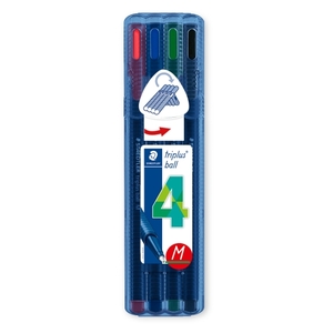 TRIPLUS BALL 437 M - ETUI CHEVALET STAEDTLER BOX 4 STYLOS-BILLE POINTE MOYENNE ASSORTIS