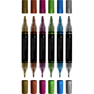 BLACK EDITION 6 MARQUEURS ACRYLIQUE DOUBLE POINTE COLORIS METALLIC