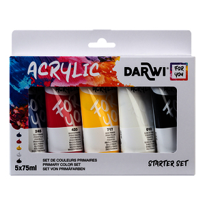 DARWI 1 LOT 5 TUBES PEINTURES ACRYLIQUES 75 ML COLORIS ASSORTIS