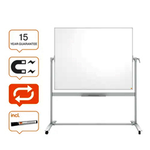 1 TABLEAU BLANC PIVOTANT MOBILE MAGNETIQUE EN ACIER LAQUE 150 X 120 CM