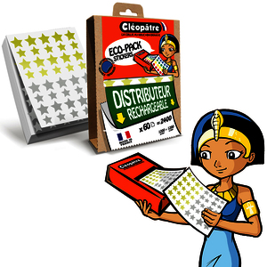 1 BOITE ECOPACK 2400 GOMMETTES ETOILES OR ET ARGENT TAILLES 12 ET 20 MM