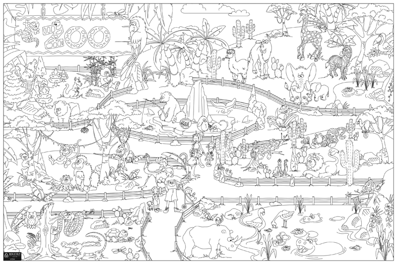 LE ZOO COLORIAGE GÉANT 120X80CM K755645  S Fournitures