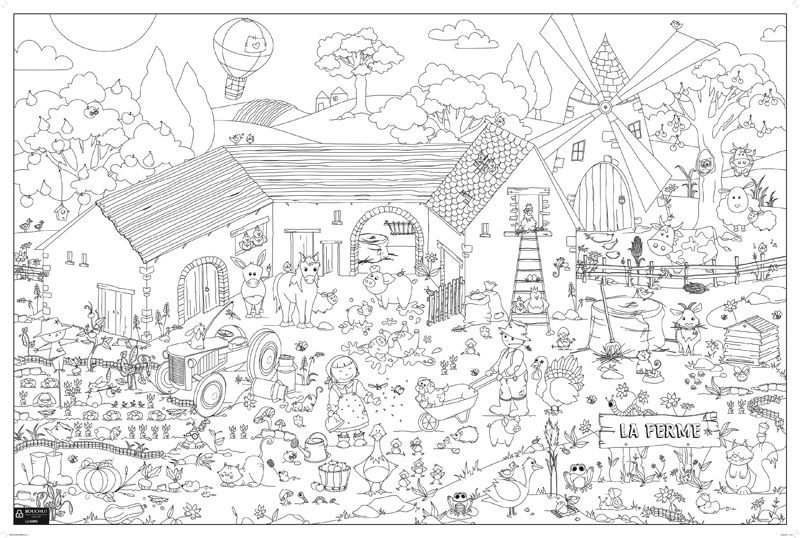 Coloriage Géant à Imprimer Maternelle LA FERME COLORIAGE GÉANT 120X80CM K755646 - S Fournitures